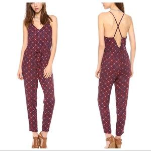 Free People open back print jumpsuit